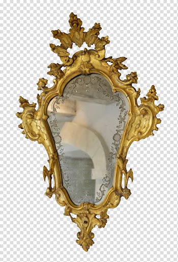 Mirrors, gold-colored framed mirror transparent background PNG clipart