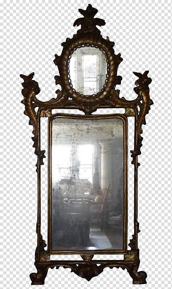 Mirrors, mirror with brass frame transparent background PNG clipart