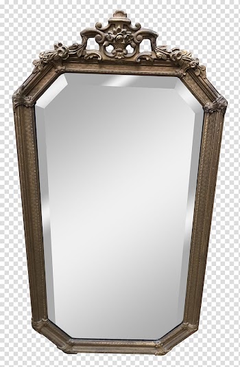 Mirrors, mirror with brown wooden frames transparent background PNG clipart