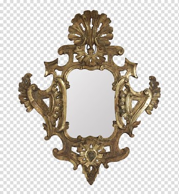 Mirrors, rectangular brass-colored framed mirror transparent background PNG clipart
