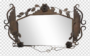 Mirrors, rectangular brown metal framed mirror transparent background PNG clipart