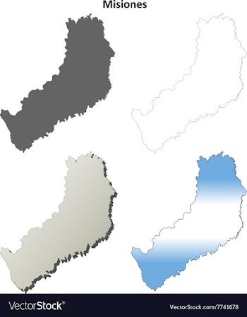 Misiones blank outline map set vector image