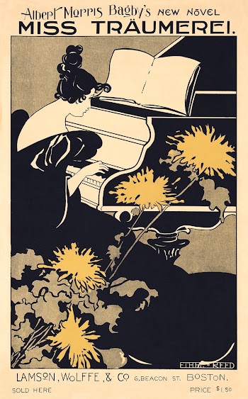 Miss Traumerei (1895) vintage poster of a woman playing piano in art nouveau style in high resolution by Ethel Reed. Original from Library of Congress. Digitally enhanced by rawpixel.