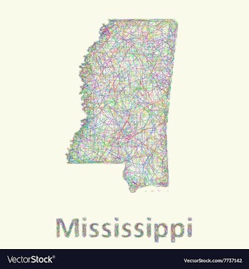 Mississippi line art map vector image