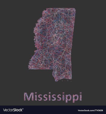 Mississippi line art map vector image
