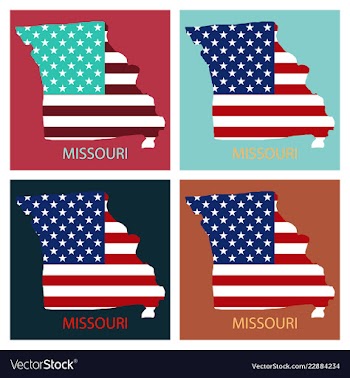 Missouri state of america with map flag print on vector image