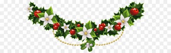 Mistletoe Christmas Common holly Clip art - Transparent Christmas Mistletoe Garland with Flowers PNG Clipart 