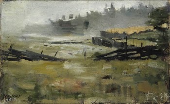 Misty landscape (1884)  oil | Free Photo - rawpixel