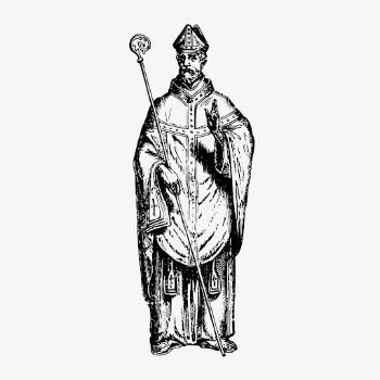 Mitred abbot clipart, vintage monastery | Free Vector - rawpixel