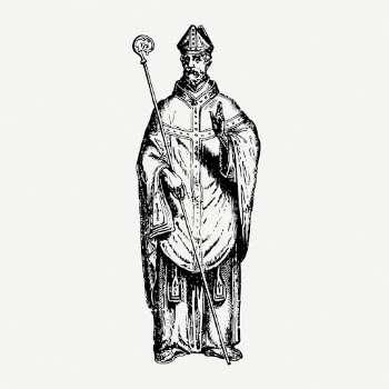 Mitred abbot drawing, monastery vintage | Free PSD - rawpixel