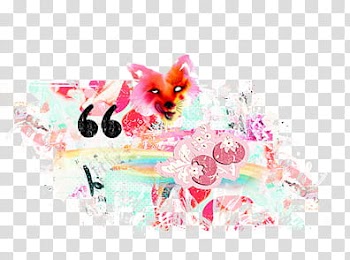 Mixed Set , multicolored fox and flowers abstract painting transparent background PNG clipart