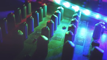 Mixing Console Beside Led Lights