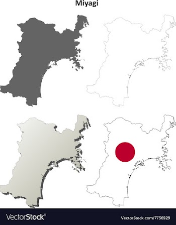 Miyagi blank outline map set vector image