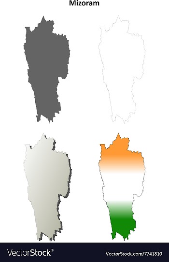 Mizoram blank detailed outline map set vector image