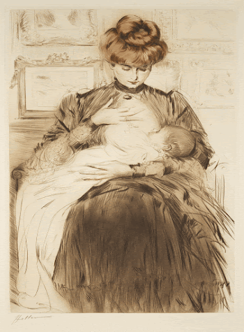 MMe. Helleu Nursing Baby. Original | Free Photo - rawpixel