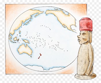 Moai Map Statue Illustration - South America ancient map 