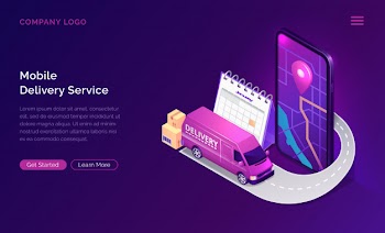 Mobile delivery service online app isometric Free Vector