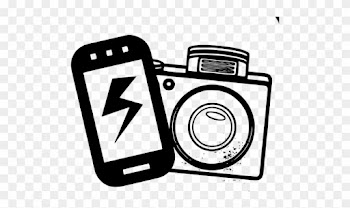 Mobile Phone And Camera Icon Vector Clip Art Public - Art Black And White Sketches About Camera