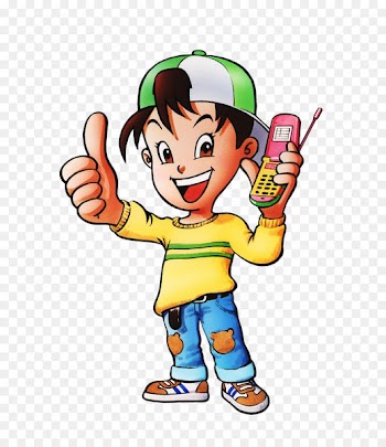 Mobile phone Drawing Child Clip art - Hand drawn cartoon kids pull mobile phones 