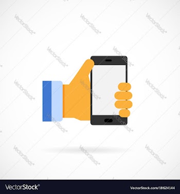  					Mobile phone holding hand vector image														