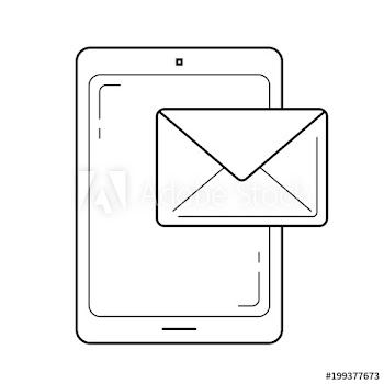 Mobile phone mailing vector line icon isolated on white background