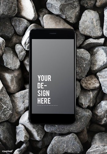 Mobile phone on a rocky surface | Free stock psd mockup - 527584