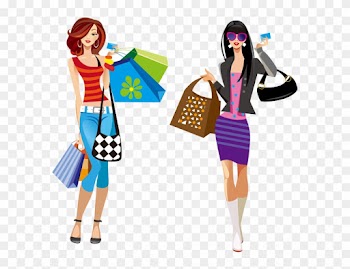 Mocahs Fashion Shopping Online - Two Girls Shopping Clipart