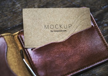 Mockup Card on Leather Wallet