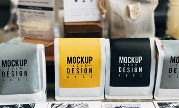 Mockup of coffee bean packaging Free Psd