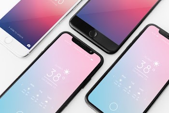 Mockup of various smartphones Free Psd