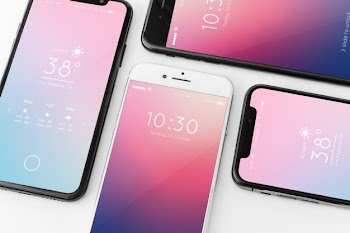 Mockup of various smartphones Free Psd