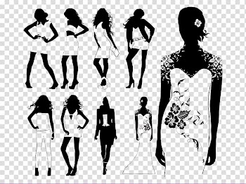 Model Fashion Runway Silhouette, Black and white women's models transparent background PNG clipart