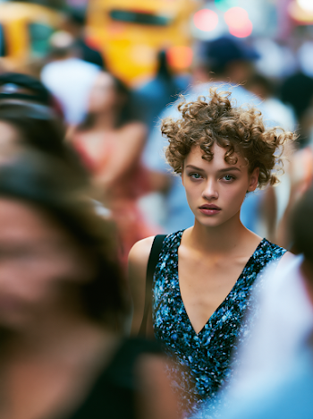 Model Portrait in Busy New York Street