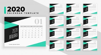 Modern 2020 calendar  template in geometric style Free Vector