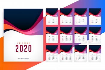 Modern 2020 new year stylish calendar template Free Vector