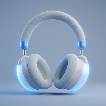 Modern 3D Headphone Icon with Soft Volumetric Lighting