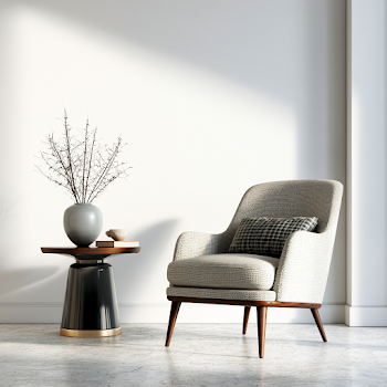 Modern Apartment Hallway with Armchair and Side Table