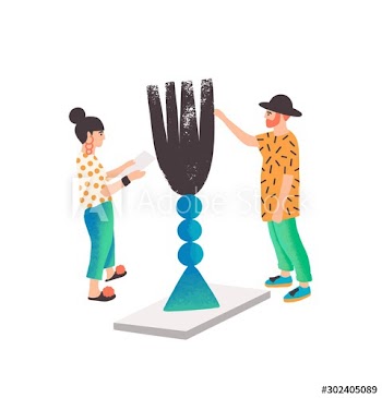 Modern art installation flat vector illustration