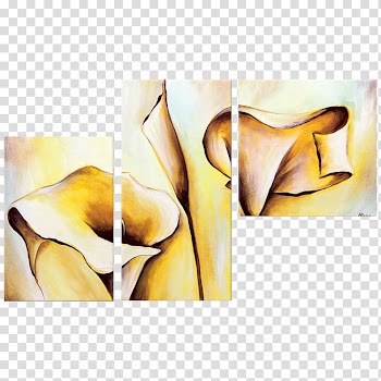 Modern art White Painting (Three Panel) Canvas, Watercolor Oil transparent background PNG clipart