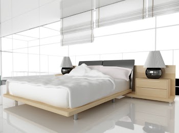 Modern bedroom in white 3d image