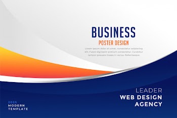 Modern blue and orange business presentation template Free Vector