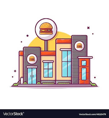 modern burger shop cartoon