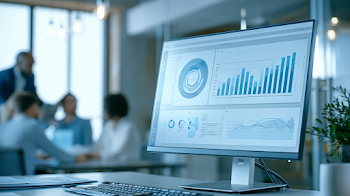 Modern Business Analytics Dashboard in Collaborative Office