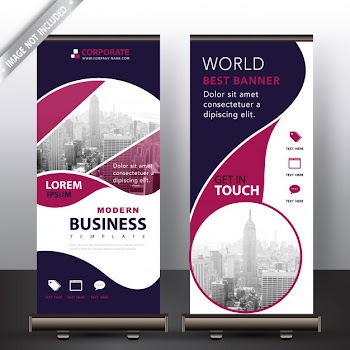Modern business roll up banner Free Vector