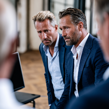 Modern Businessmen Analyzing Data in a Chic Office