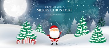 Modern christmas landscape with santa claus and northen lights Free Vector