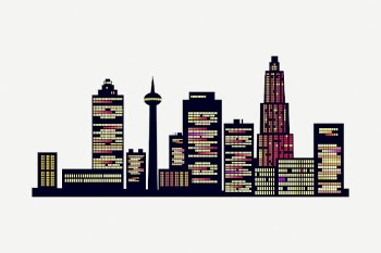 Modern city skyline clipart, collage | Free PSD - rawpixel