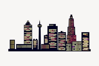 Modern city skyline clipart, illustration | Free Vector - rawpixel