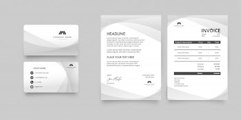 Modern clean stationery pack template Free Vector