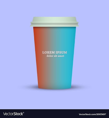 Modern coffee cup in red and blue colors tone vector image